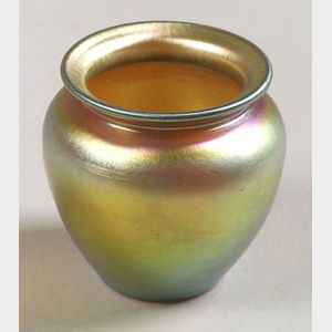 Gold Iridescent Art Glass Vase
