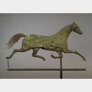 Molded Copper and Cast Iron Running Horse Weather Vane