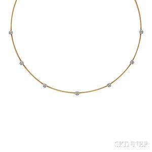 18kt Gold and Diamond Necklace and Earrings, Paul Morelli