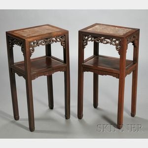 Pair of Tall Rosewood Stands