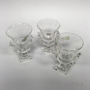 Set of Three Steuben Colorless Glass Urns
