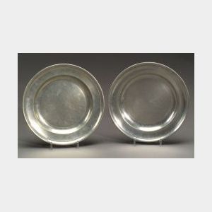 Matched Pair of &#34;Love&#34; Pewter Plates