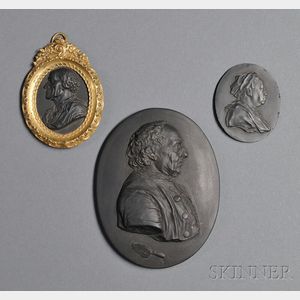Three Wedgwood Black Basalt Medallions