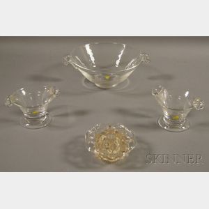 Four Steuben Colorless Glass Items