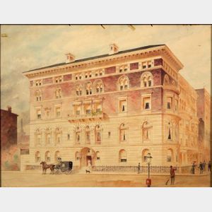 American School, 19th/20th Century Architectural Rendering of a New York House, 64th Street and Fifth Avenue