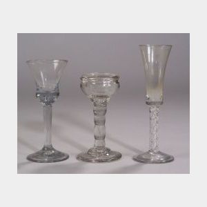 Three Colorless Blown Glass Wines