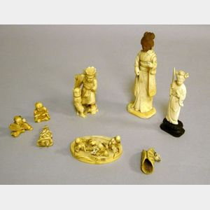 Nine Assorted Asian Carved Ivory Figures.
