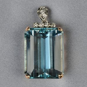 18kt Gold, Aquamarine, and Diamond Pendant