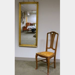 Oak Desk Chair and a Giltwood Overmantel Mirror