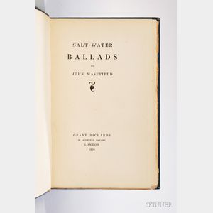 Masefield, John (1878-1967) Salt Water Ballads, Signed Author's Presentation Copy.