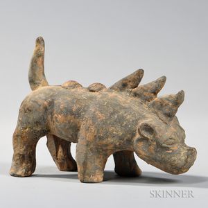 Pottery Rhinoceros with Three Horns