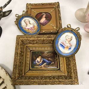 Four Framed Porcelain Portrait Plaques