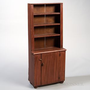 Red Grain-painted Pine Child's Step-back Cupboard