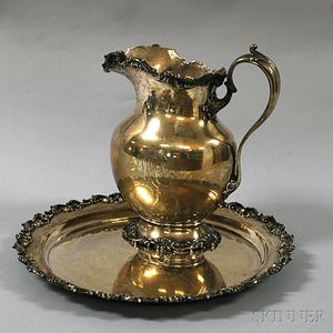 Whiting Sterling Silver Water Pitcher and Round Serving Tray