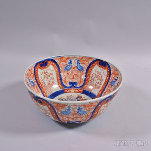 Large English Imari-palette Porcelain Punchbowl