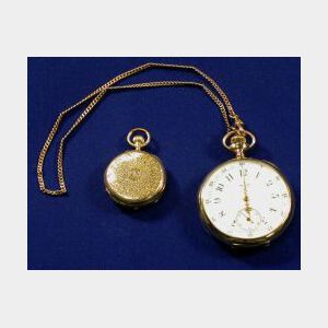 Two Antique 14kt Gold Open Face Pocket Watches