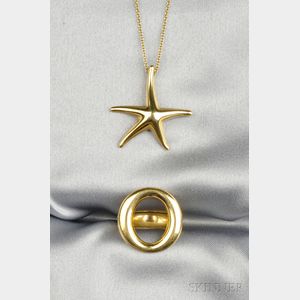 Two 18kt Gold Jewelry Items, Elsa Peretti, Tiffany & Co.