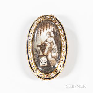 Gold and Enamel Mourning Pin