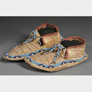Central Plains Beaded and Quilled Hide Moccasins