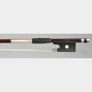 French Silver Mounted Violin Bow, Charles Bazin