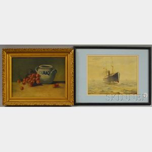 Two Framed Works: Anglo/American School, 19th Century, Portrait of a Steamship