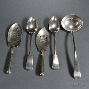 Five Pieces of English Sterling Silver Flatware