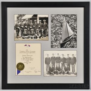 Group of New York Yacht Club and 1980 America's Cup Items Framed Together