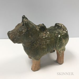 Archaic-style Green-glazed Pottery Dog