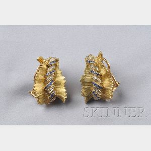 18kt Gold, Sapphire, and Diamond Earclips, Spritzer & Fuhrmann