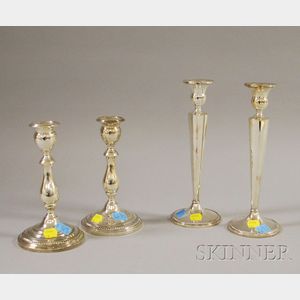 Two Pairs of Weighted Silver Candlesticks