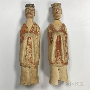 Two Pottery Figures of Officials