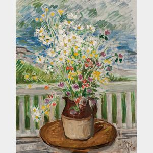Waldo Peirce (American, 1884-1970) Floral Still Life on Porch