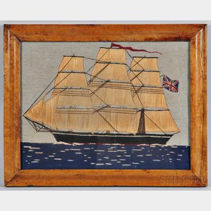 Woolwork Picture of a Three-masted Vessel