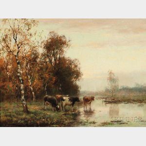 Cornelis Verschuur (Dutch, 1888-1966) Cattle Watering