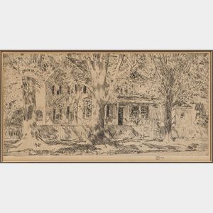 Childe Hassam (American, 1859-1935) House on Main Street, Easthampton
