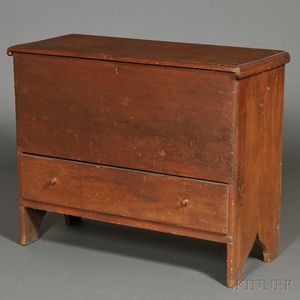 Brown-painted Pine Chest over Drawer