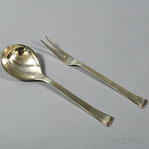 Evald Nielsen Sterling Silver Serving Fork and Spoon