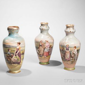 Three Royal Bonn Porcelain Figural Vases