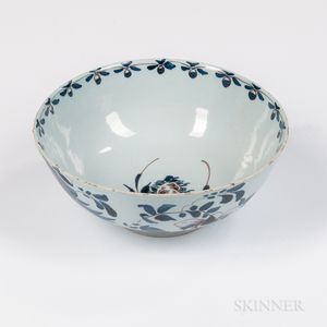 English Tin-glazed Earthenware Punch Bowl