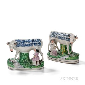 Pair of Standard Willow Pattern Cow Figures