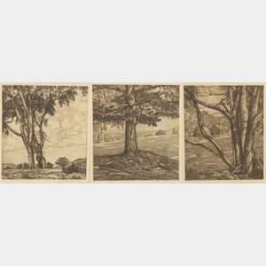 Luigi Lucioni (American, 1900-1988) Lot of Three Landscapes: Tree Rhythm, Beyond the Pine