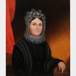 Anglo/American School, 19th Century Portrait of a Lady in a Lace Cap.