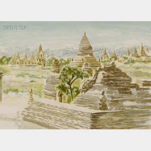 Philip Pearlstein (American, b. 1924) Lot of Two Views: Pagan, Myanmar