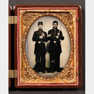 Quarter Plate Ambrotype of Two Young Men in Naval Uniforms