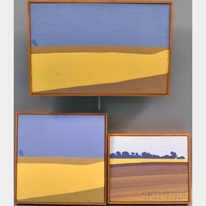 Reba Stewart (American, 1930-1971) Three Landscapes: Winter Wheatfield #1 ; Winter Wheatfield #2