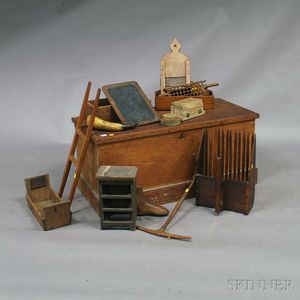 Blanket Chest and a Group of Mostly Wooden Domestic Items