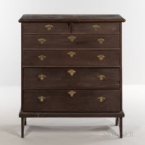 Early Red/brown-painted Chest over Drawers