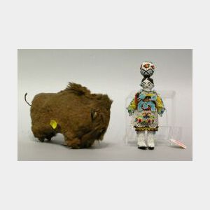 Toy Hide Buffalo and Zuni Beaded Doll.
