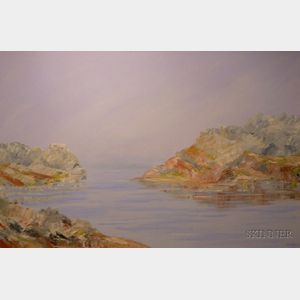 Framed Oil on Canvas, Gaspe Penn Near Perce Rock , by Louise B. Ashley
