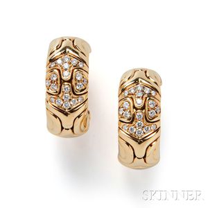 18kt Gold and Diamond "Alveare" Earrings, Bulgari